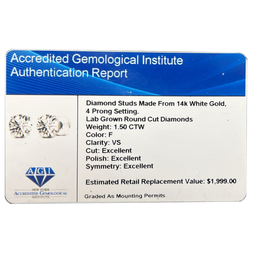 1.50 CTW Lab-Grown Diamond Stud Earrings