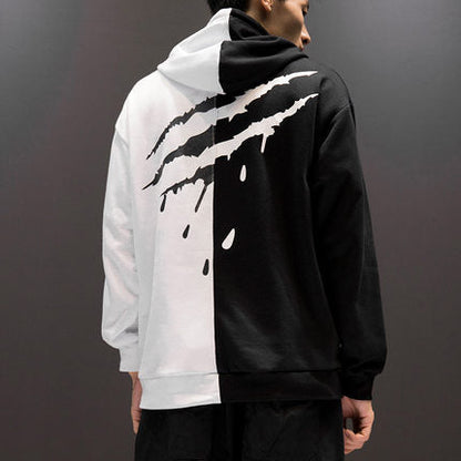 Women's Patchwork Letter-Print Hoodie