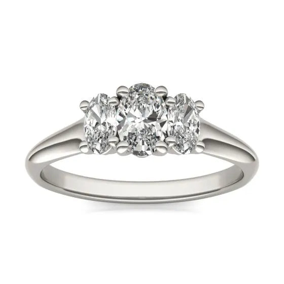 1.00 CTW Oval Lab-Grown Diamond Three-Stone Engagement Ring