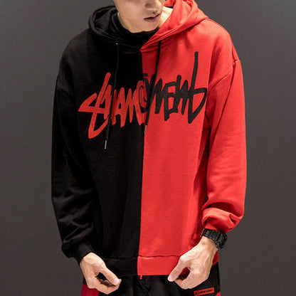 Women's Patchwork Letter-Print Hoodie