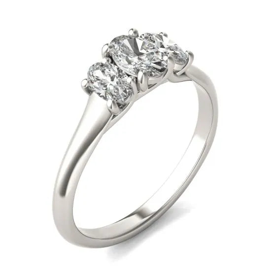 1.00 CTW Oval Lab-Grown Diamond Three-Stone Engagement Ring