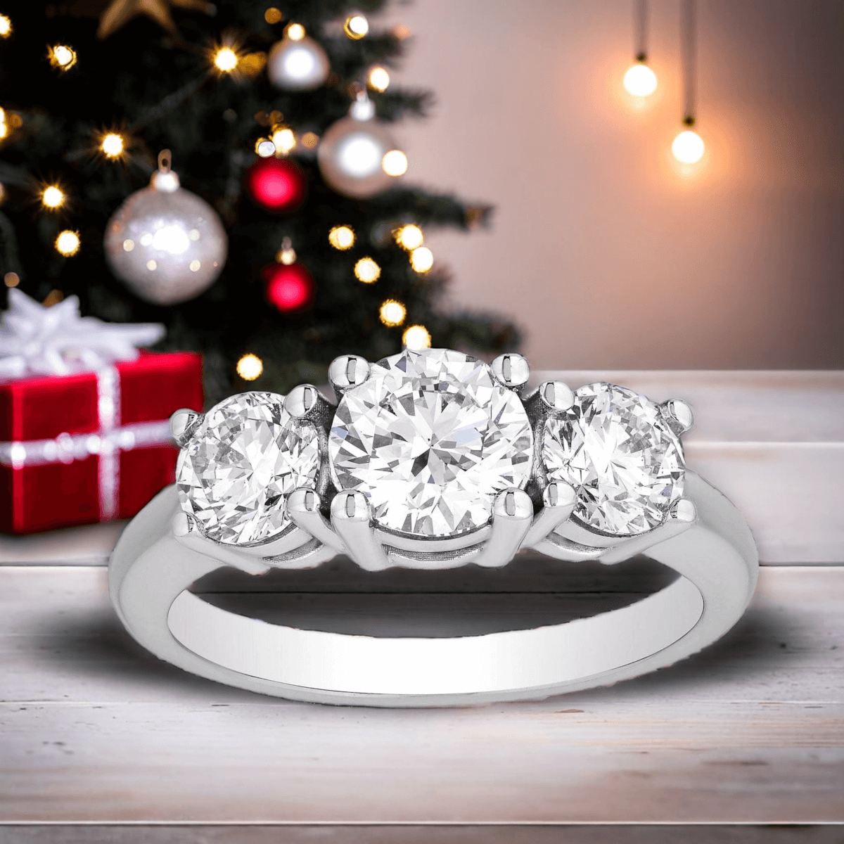 3.00 CTW Lab-Grown Diamond Three-Stone Engagement Ring