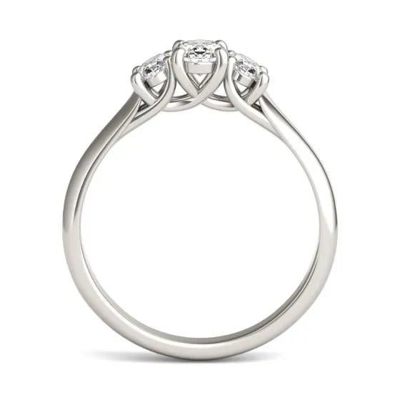 1.00 CTW Oval Lab-Grown Diamond Three-Stone Engagement Ring