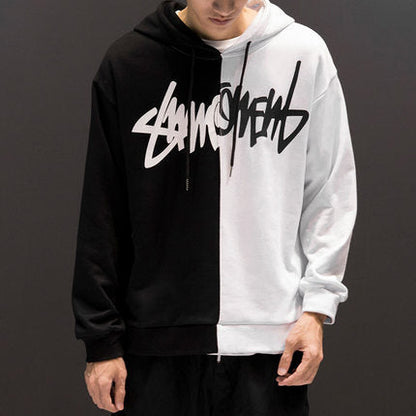 Women's Patchwork Letter-Print Hoodie