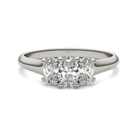 1.00 CTW Oval Lab-Grown Diamond Three-Stone Engagement Ring