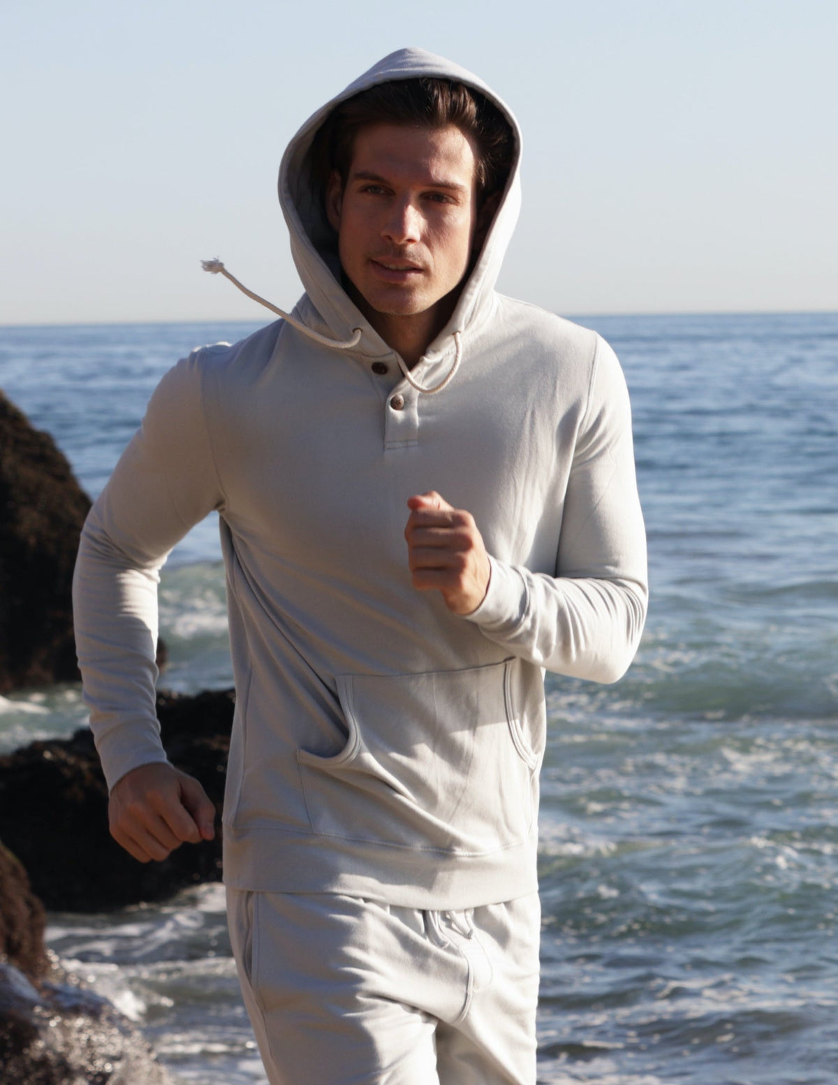 Men's Henley Bamboo Fleece Hoodie