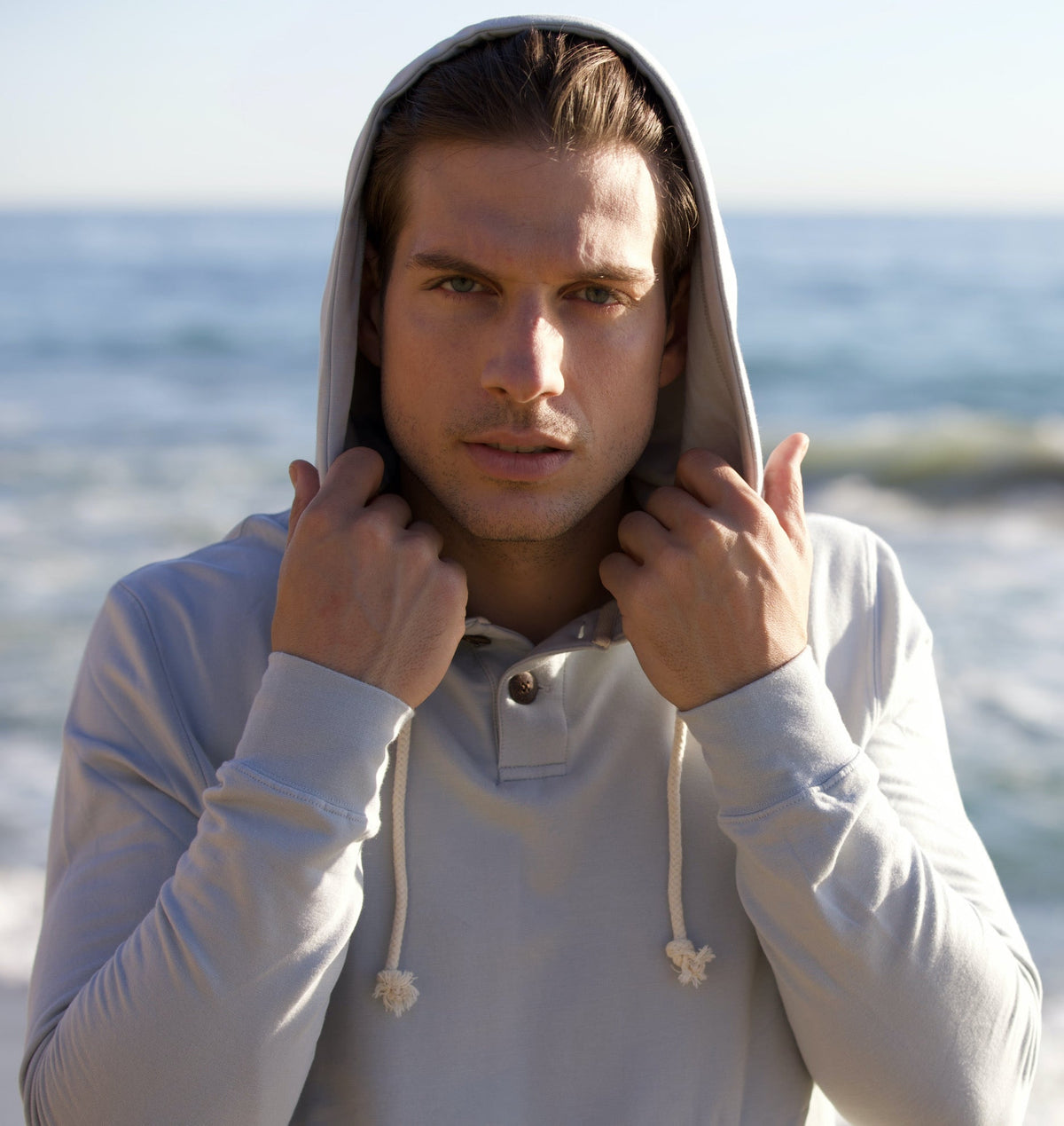 Men's Henley Bamboo Fleece Hoodie