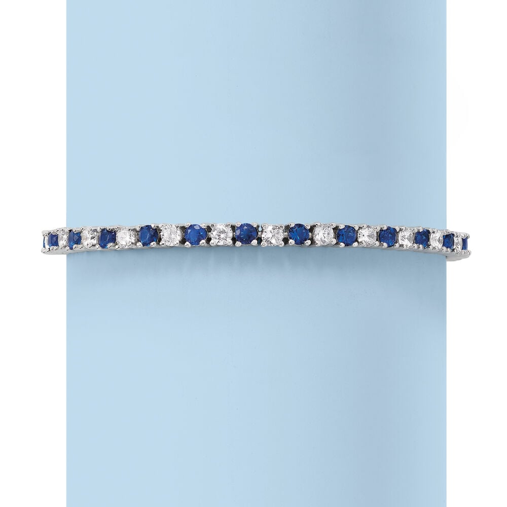 6.00 CTW Created White & Blue Sapphire Tennis Bracelet