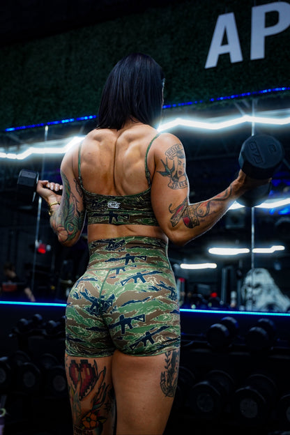 Women's High-Waisted Training Shorts – Tiger Camo