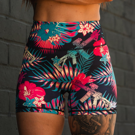 Women's High-Waisted Training Shorts – Tropical Assassin