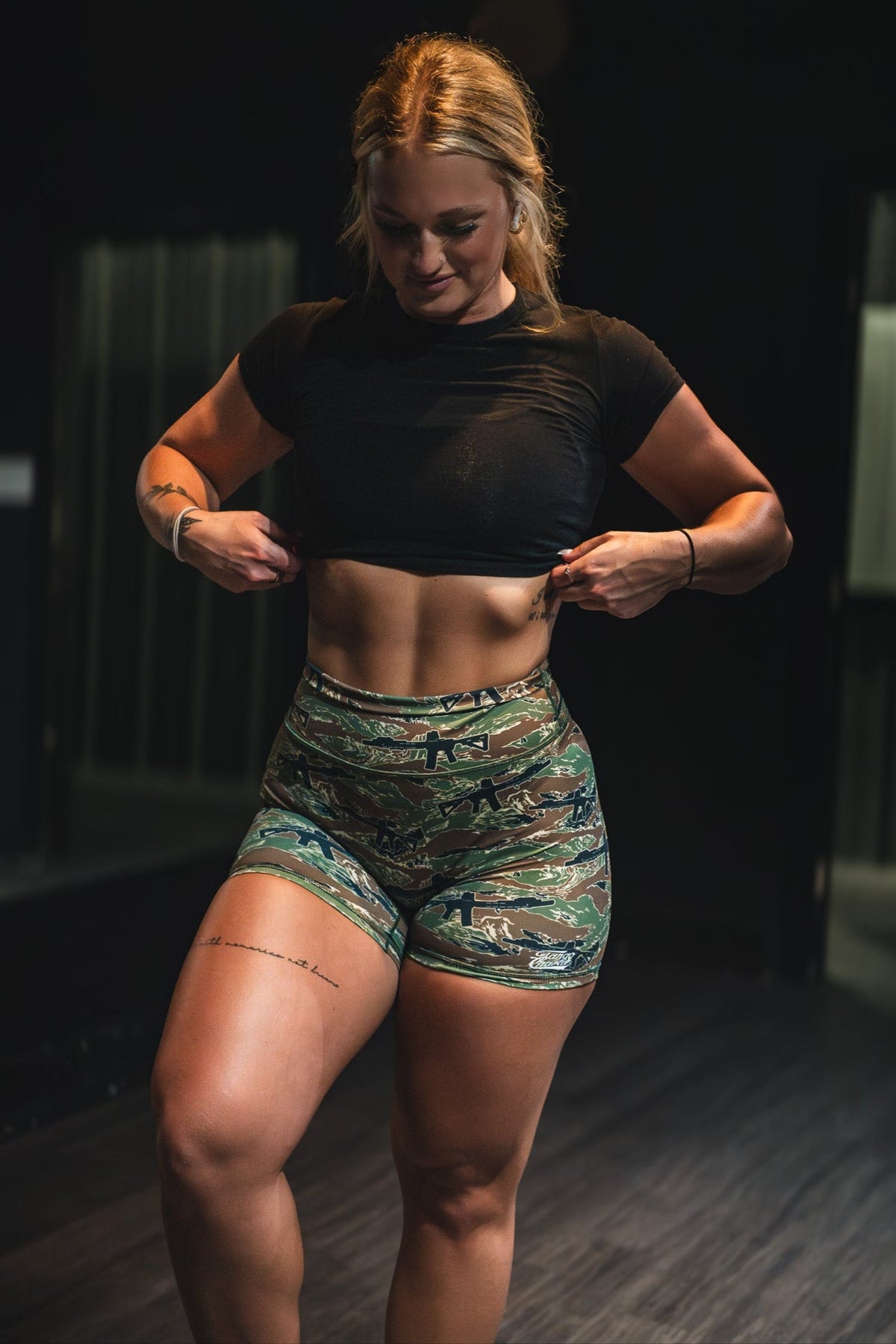 Women's High-Waisted Training Shorts – Tiger Camo