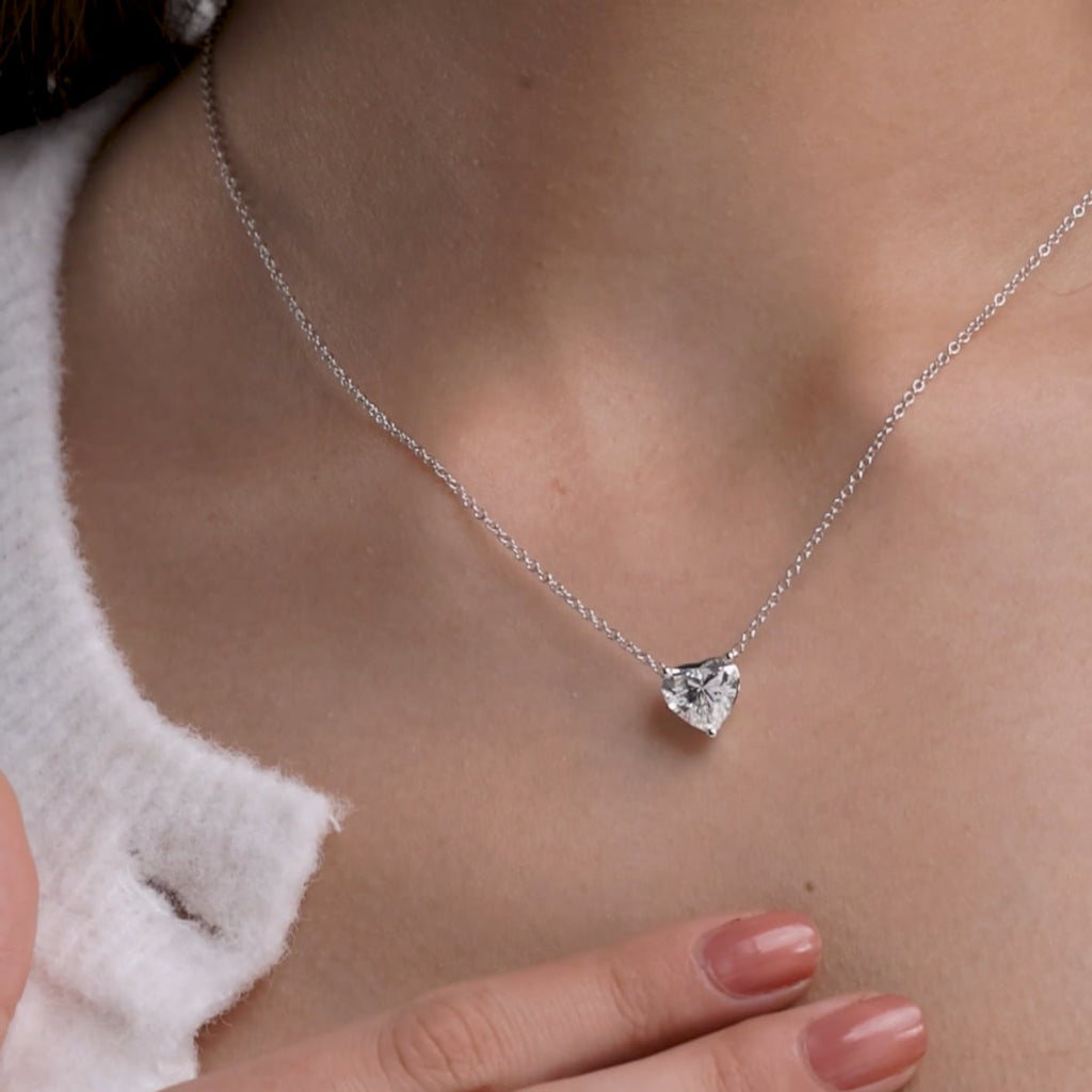 2.00 CTW Heart-Shaped Lab-Grown Diamond Floating Pendant Necklace