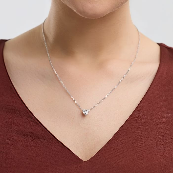 2.00 CTW Heart-Shaped Lab-Grown Diamond Floating Pendant Necklace