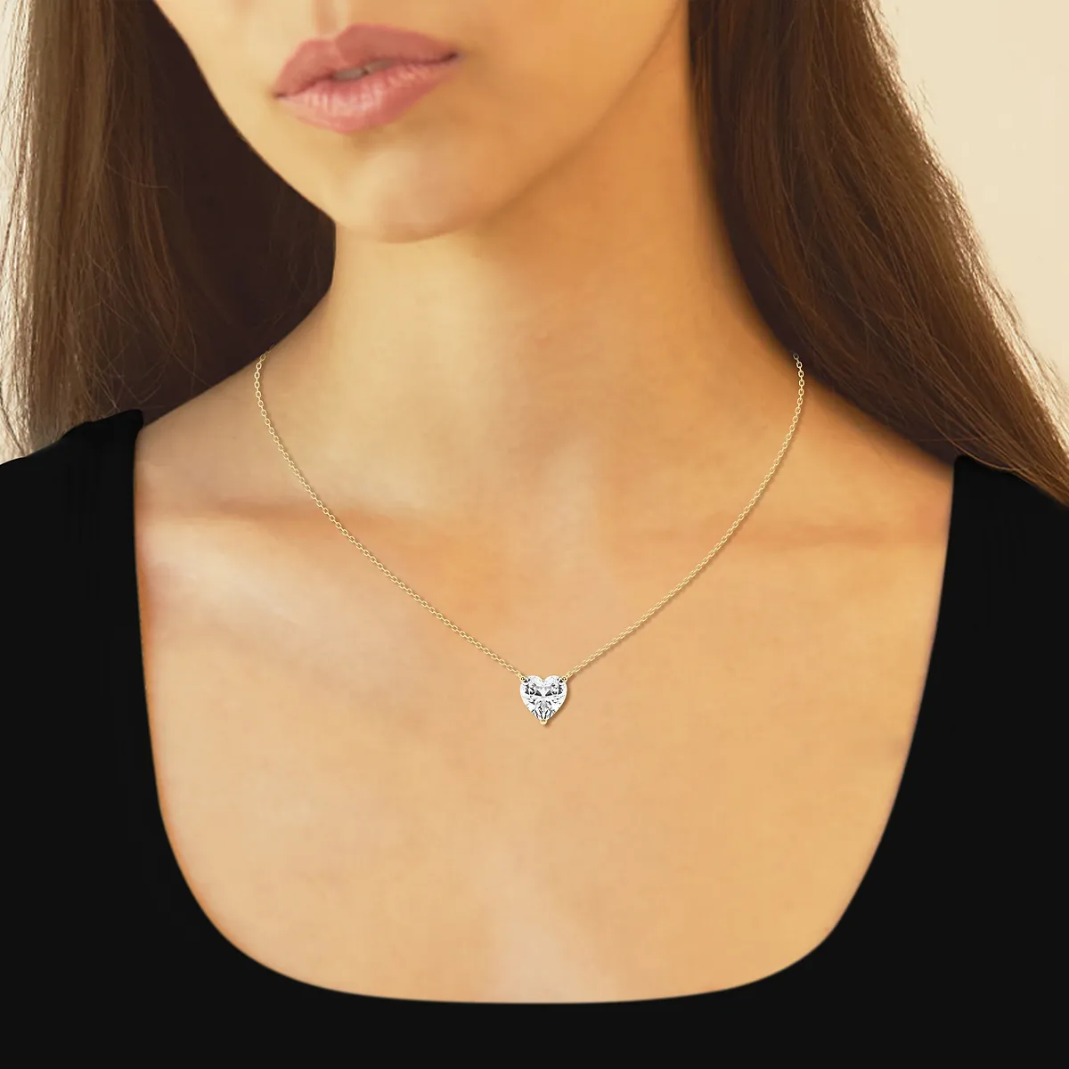 2.00 CTW Heart-Shaped Lab-Grown Diamond Floating Pendant Necklace