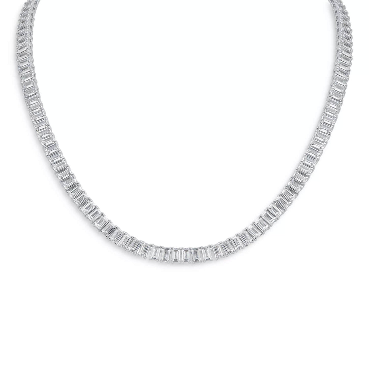30.00 CTW Emerald-Cut Created Moissanite Tennis Necklace