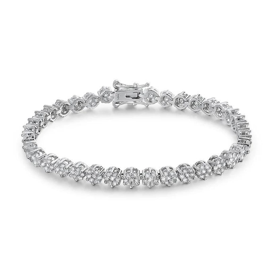 Created Moissanite Floral Tennis Bracelet