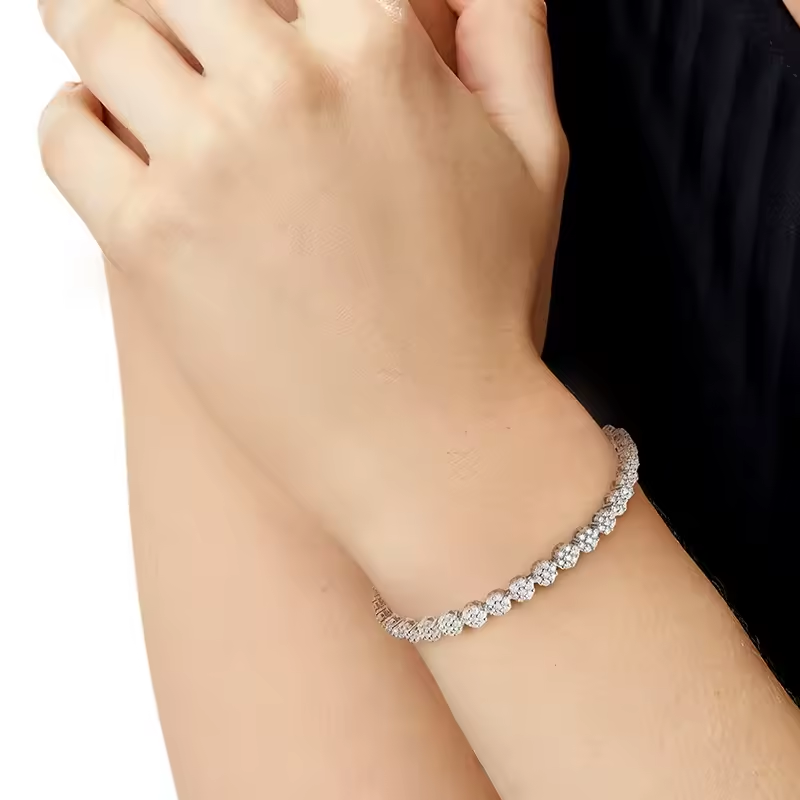 Created Moissanite Floral Tennis Bracelet