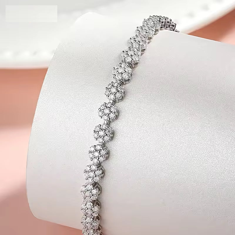 Created Moissanite Floral Tennis Bracelet
