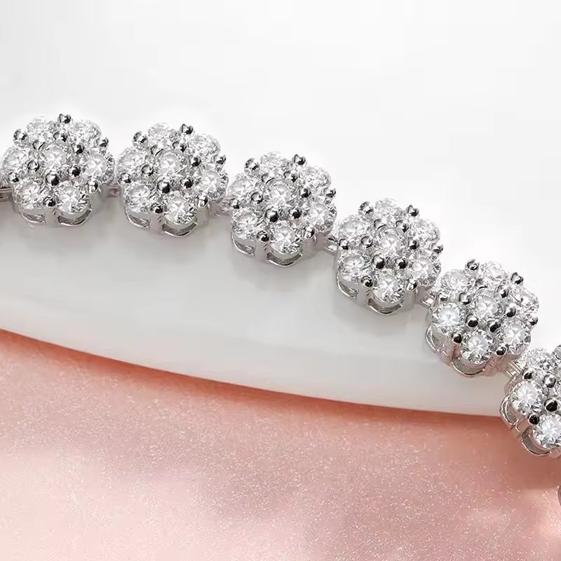 Created Moissanite Floral Tennis Bracelet