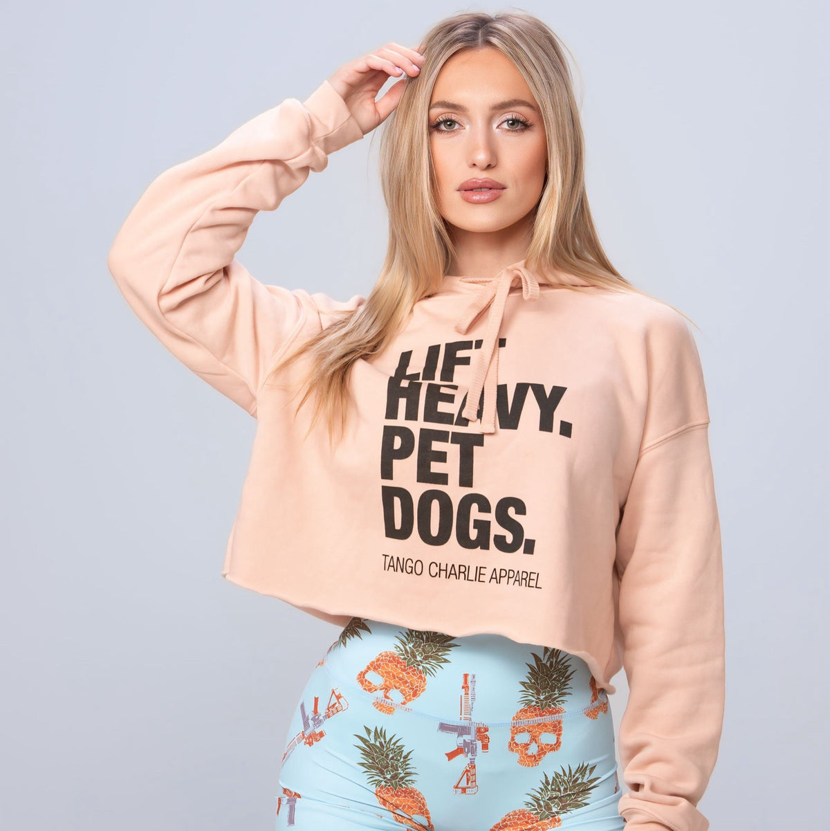 Women's Crop Hoodie – Lift Heavy. Pet Dogs.