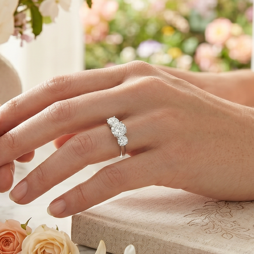 2.00 CTW Lab-Grown Diamond Three-Stone Engagement Ring