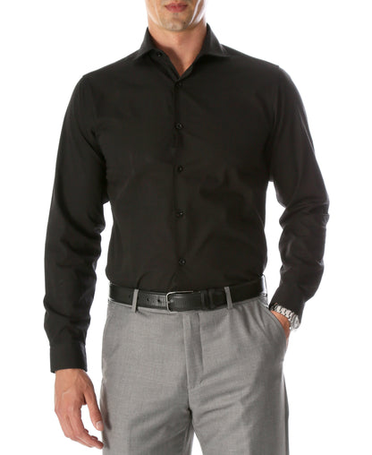 Men's Leo Black Slim-Fit Dress Shirt – Ferrecci