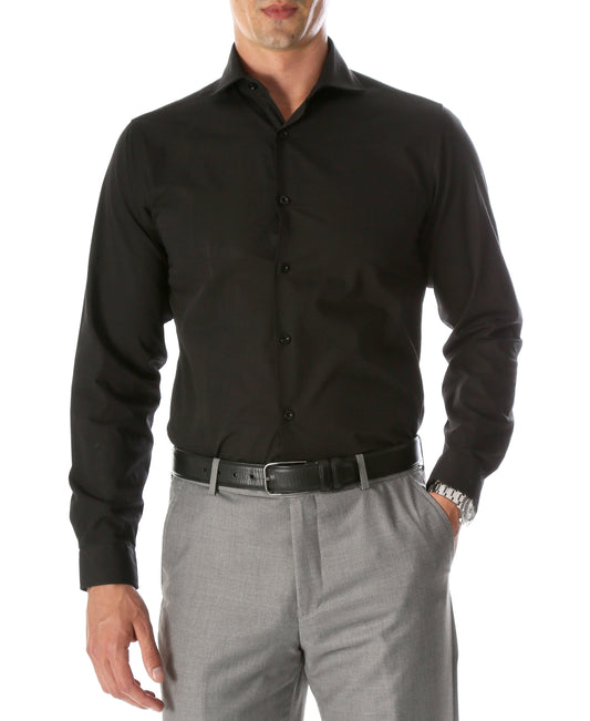 Men's Leo Black Slim-Fit Dress Shirt – Ferrecci