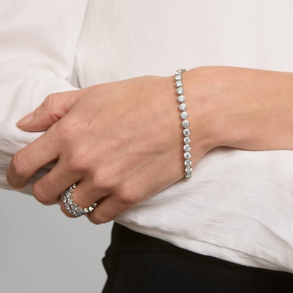 10.00 CTW Bezel-Set Created Moissanite Tennis Bracelet