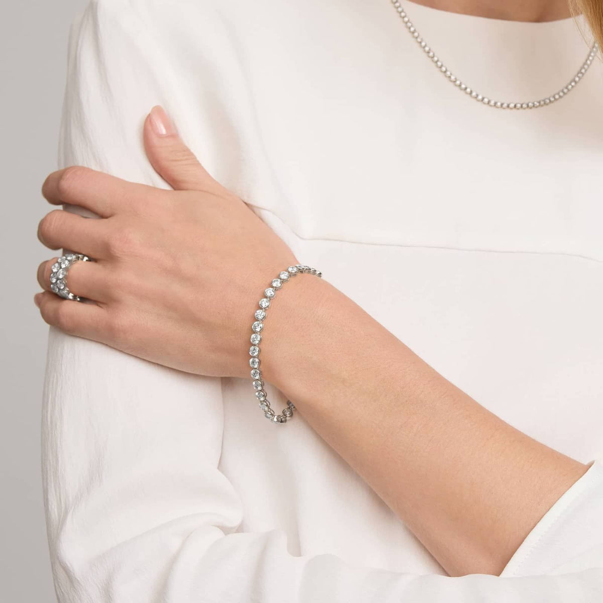 10.00 CTW Bezel-Set Created Moissanite Tennis Bracelet