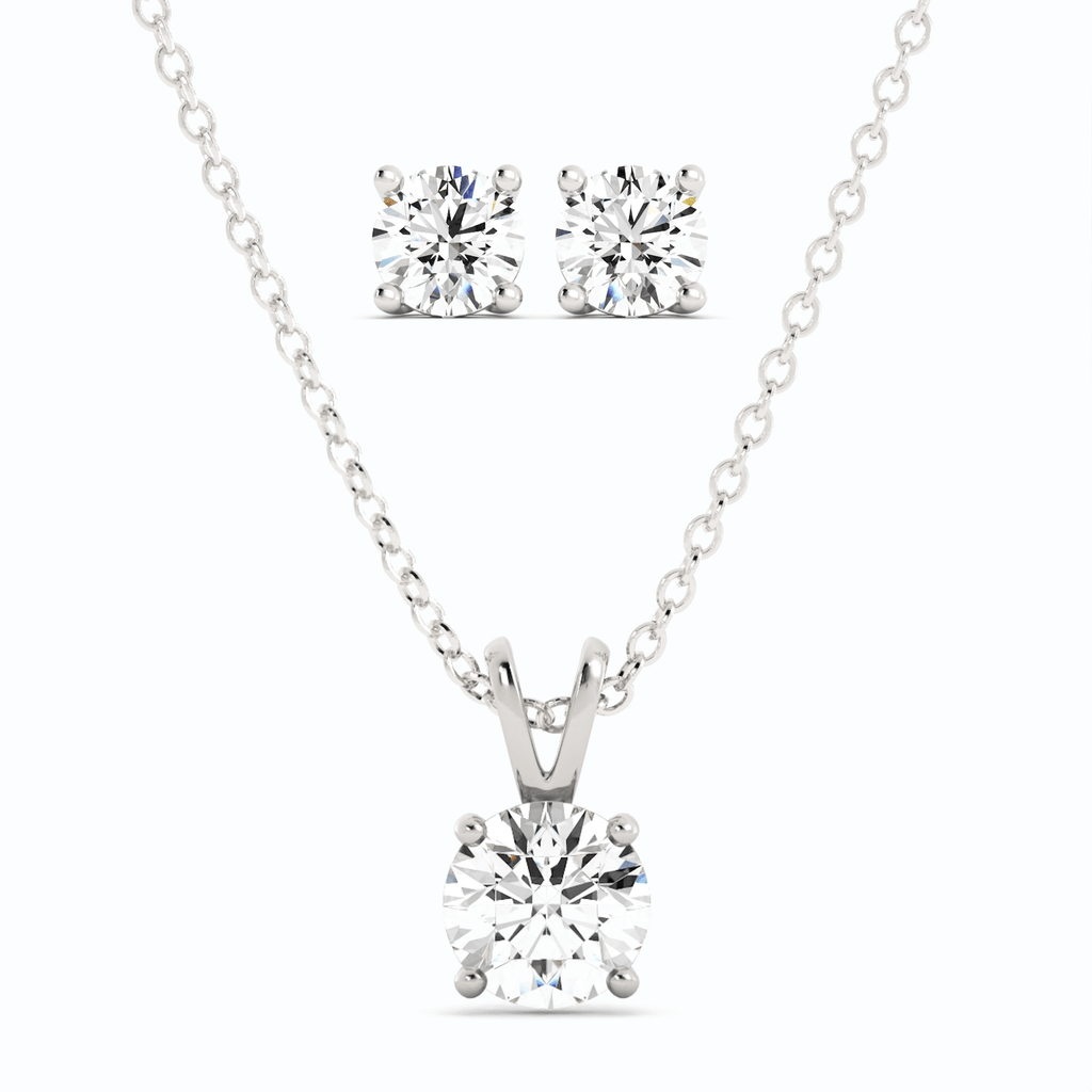 3.00 CTW Created Moissanite Stud Earrings & Pendant Necklace Set