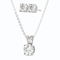 3.00 CTW Created Moissanite Stud Earrings & Pendant Necklace Set