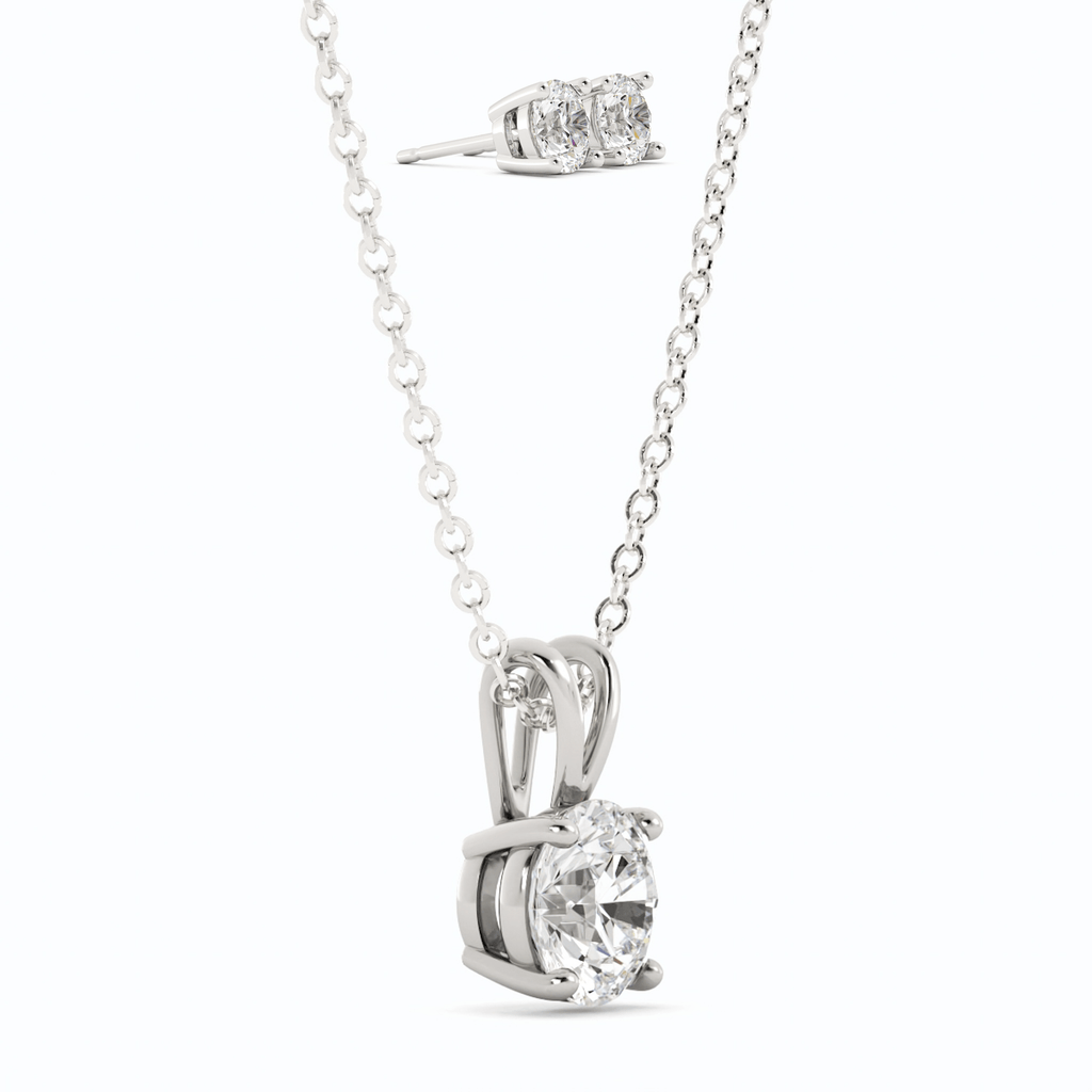 3.00 CTW Created Moissanite Stud Earrings & Pendant Necklace Set