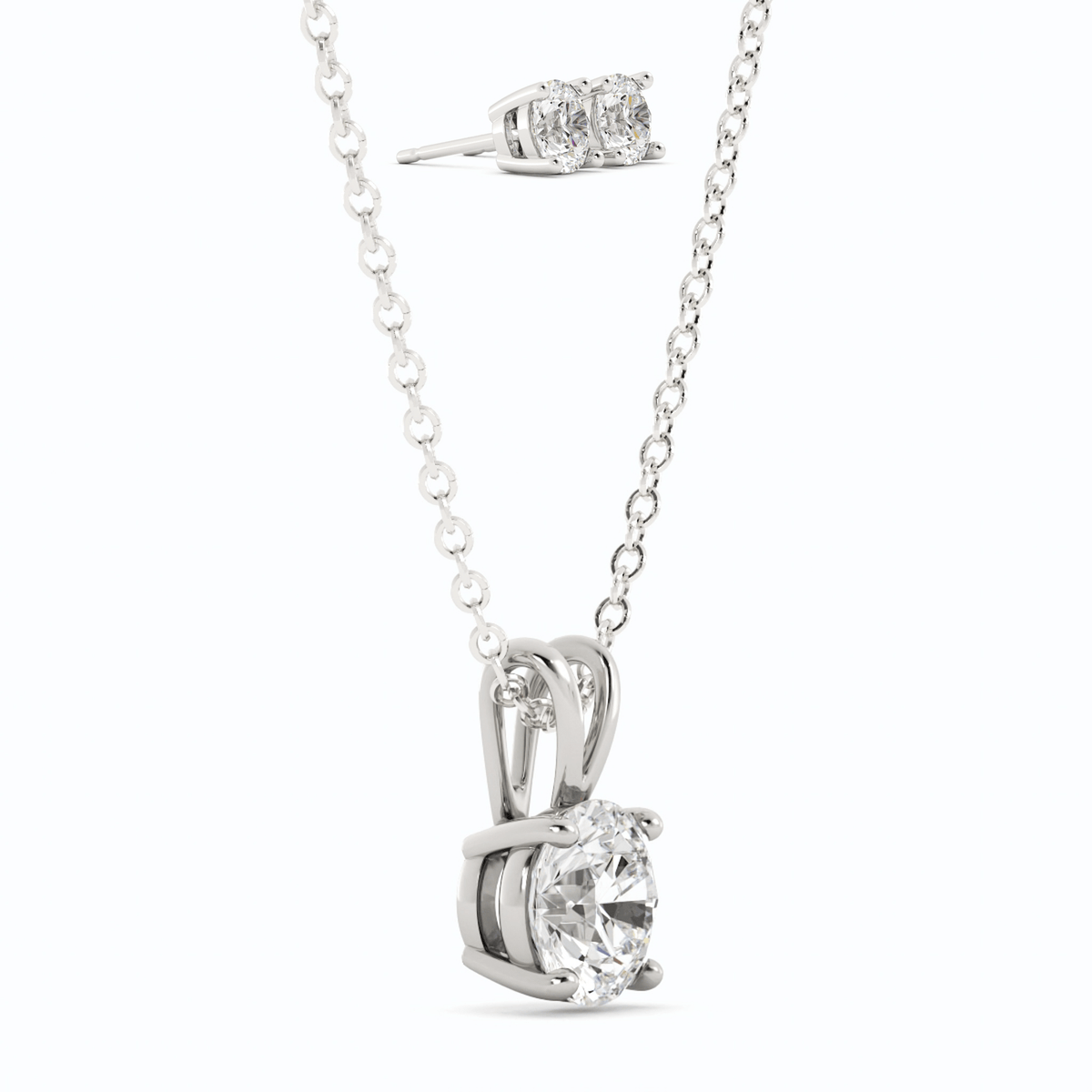 3.00 CTW Created Moissanite Stud Earrings & Pendant Necklace Set
