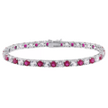 6.00 CTW Lab-Created Ruby & White Sapphire Tennis Bracelet