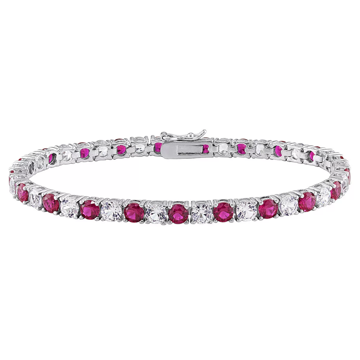 6.00 CTW Lab-Created Ruby & White Sapphire Tennis Bracelet