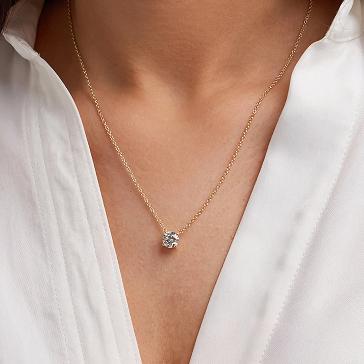 3.00 CTW Round Lab-Grown Diamond Floating Solitaire Pendant Necklace