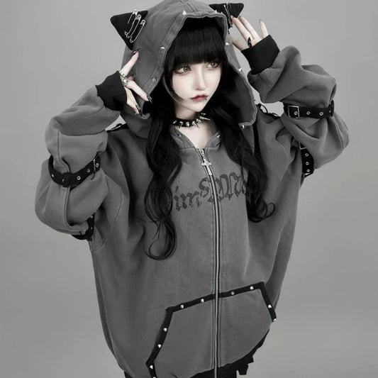 Women's Harajuku Streetwear Hooded Jacket