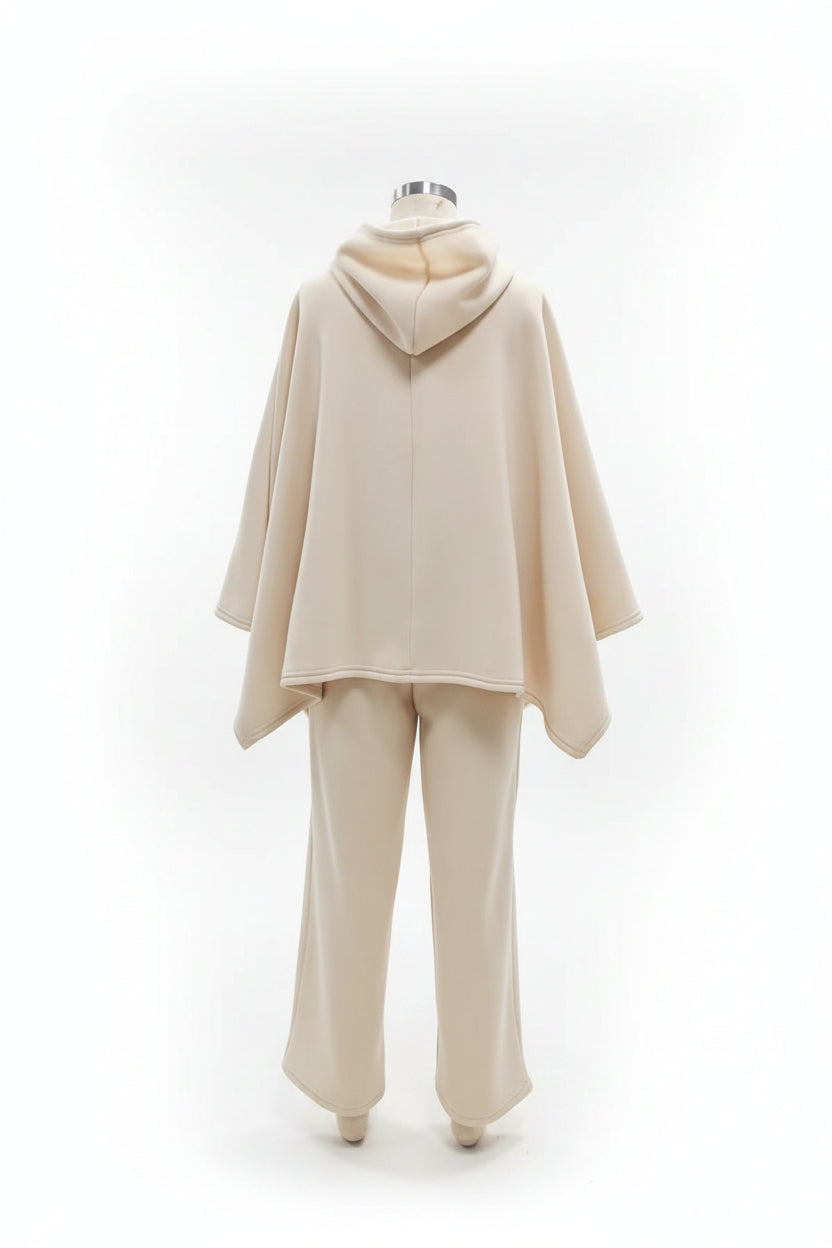 Women's Cape-Sleeve Hoodie & Wide-Leg Pants Set