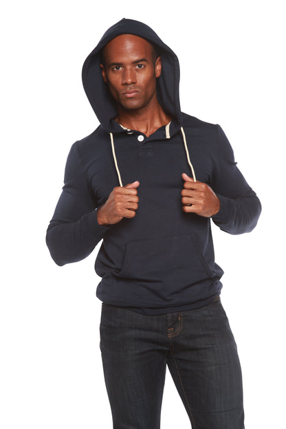 Men's Henley Bamboo Fleece Hoodie