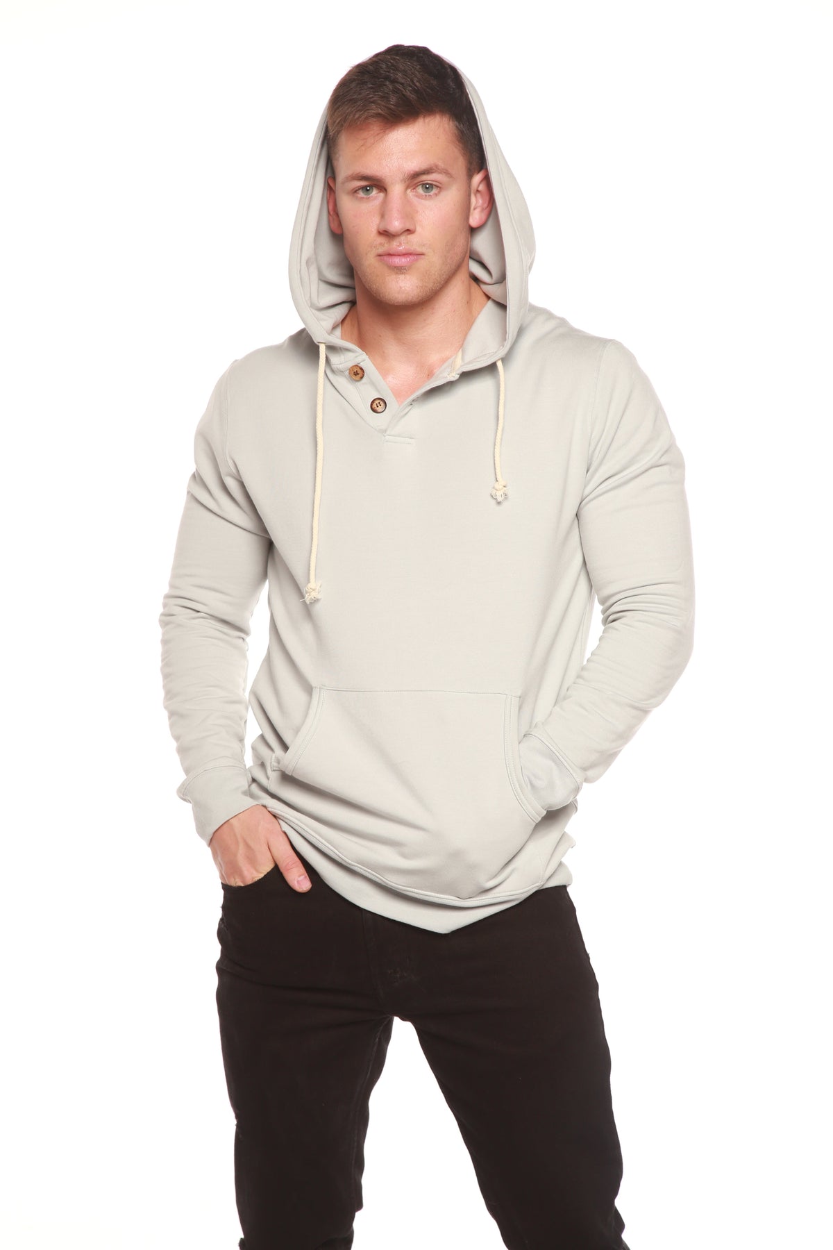 Men's Henley Bamboo Fleece Hoodie