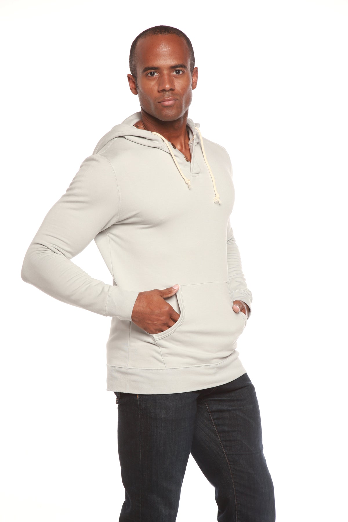 Men's Henley Bamboo Fleece Hoodie