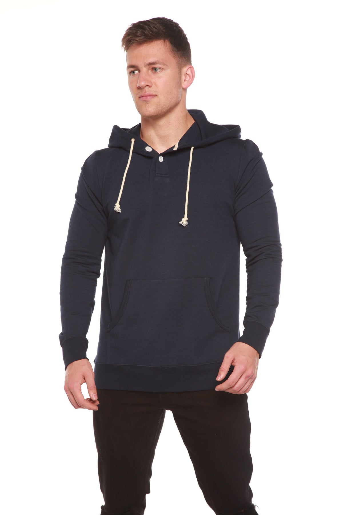 Men's Henley Bamboo Fleece Hoodie