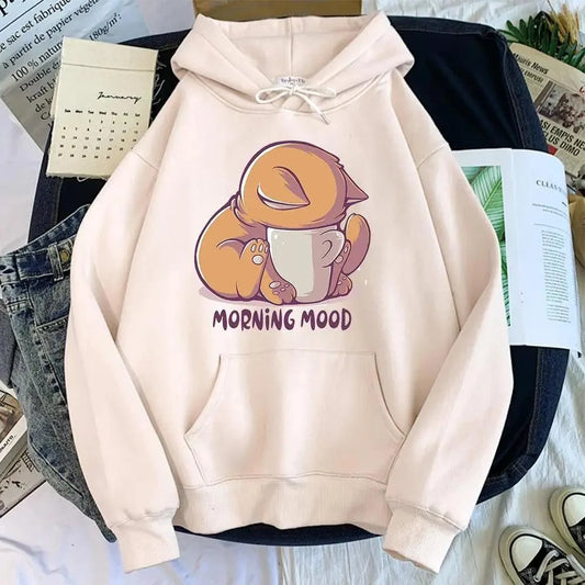 Women's Cat Cartoon-Print Hoodie