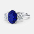 2.50 CTW Oval Blue Sapphire & Lab-Grown Diamond Three-Stone Ring
